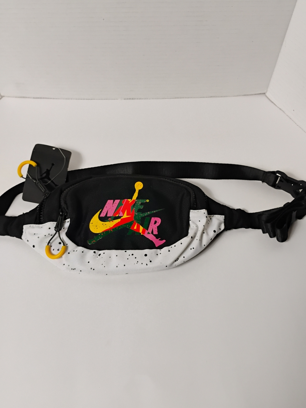 Nike Black White Speckled Fanny Pack with Multicolor Nike Air Logo